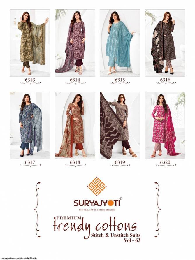 Trendy Vol 63 By Suryajyoti Cotton Printed Kurti With Bottom Dupatta Wholesale Shop In Surat